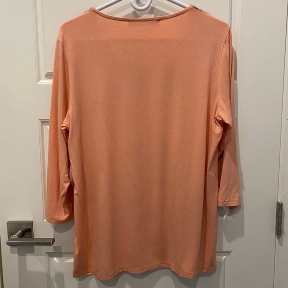 Marina Sport Peach Flower 3/4 Sleeve Top Size M - Picture 3 of 4